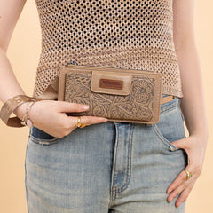 Wrangler Floral Tooled Card Wallet