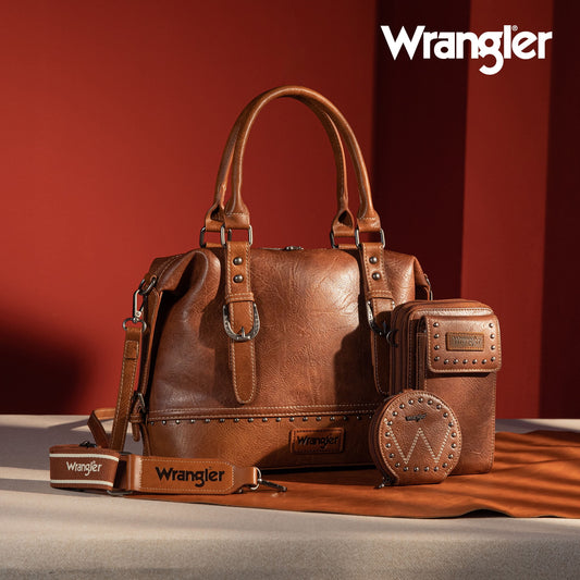 Wrangler Buckle Collection Barrel Satchel Doctor Bag Set