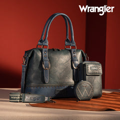 Wrangler Buckle Collection Barrel Satchel Doctor Bag Set