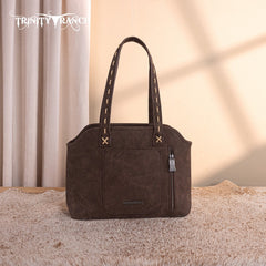 Trinity Ranch Genuine Hair-On Cowhide Tooled Concealed Carry Tote Bag
