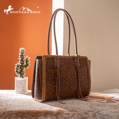Montana West Floral Tooled Tote Bag