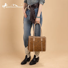 Montana West Floral Tooled Tote Bag