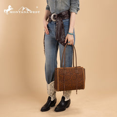 Montana West Floral Tooled Tote Bag