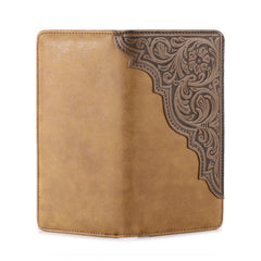 Embossed Floral  Men's Bifold Long PU Leather Wallet - Cowgirl Wear