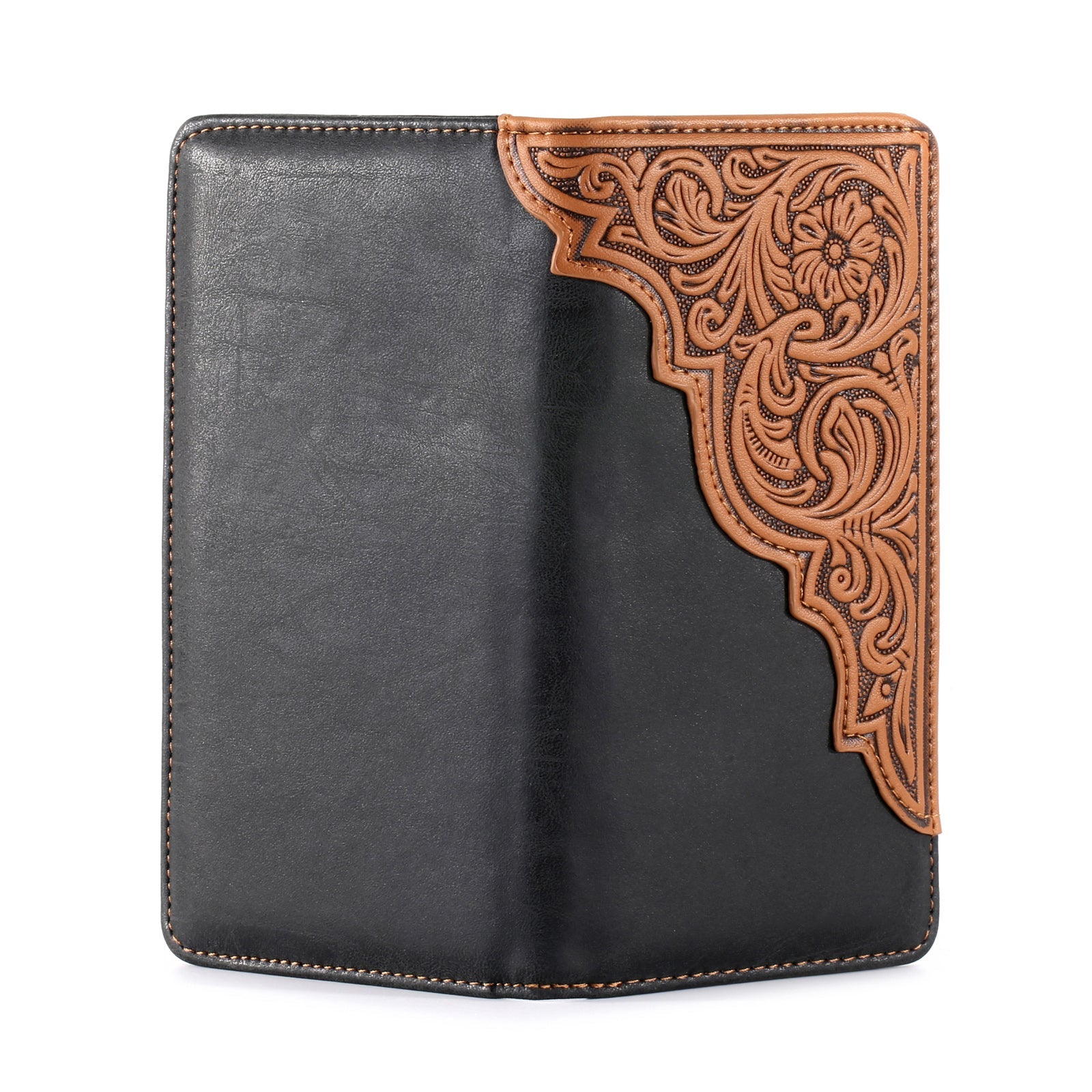 Embossed Floral  Men's Bifold Long PU Leather Wallet - Cowgirl Wear