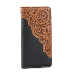 Embossed Floral  Men's Bifold Long PU Leather Wallet - Cowgirl Wear