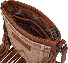 Wrangler Leather Fringe Jean Denim Pocket Crossbody - Cowgirl Wear