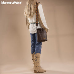 Montana West Double Compartments Crossbody Purse