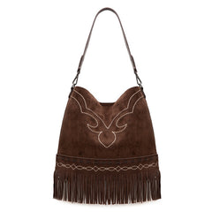 Montana West Boot Stitch Fringe Hobo Bag