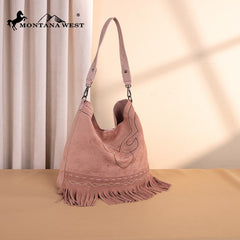 Montana West Boot Stitch Fringe Hobo Bag