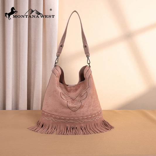 Montana West Boot Stitch Fringe Hobo Bag
