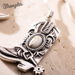 Wrangler Silver Boots Pendant Necklace Earrings Set
