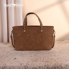 Trinity Ranch Genuine Hair-On Cowhide Tooled Tote Bag