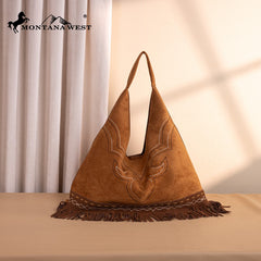 Montana West Boot Stitch Fringe Large Hobo Bag