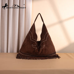 Montana West Boot Stitch Fringe Large Hobo Bag