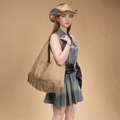 Montana West Boot Stitch Fringe Large Hobo Bag
