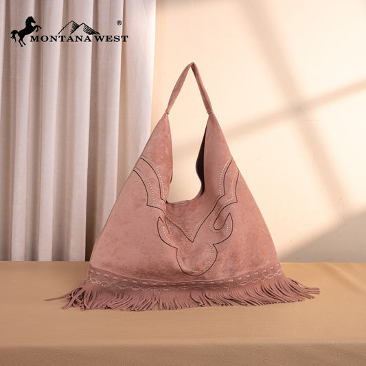 Montana West Boot Stitch Fringe Large Hobo Bag