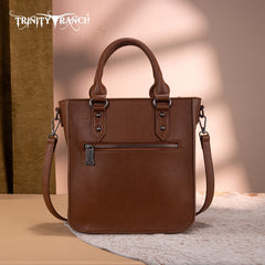 Trinity Ranch Western Floral Tooled Tote Bag