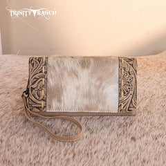 Trinity Ranch Genuine Hair-On Cowhide Tooled Tote Bag