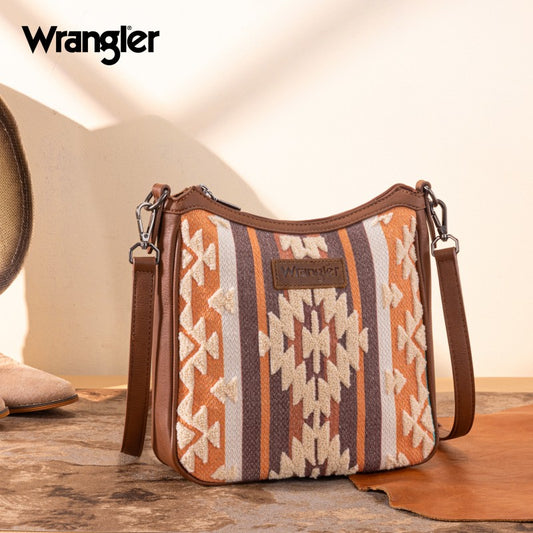 Wrangler Sherpa Aztec Canvas Crossbody