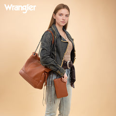 Wrangler Cow Print Chain Tote With Wallet Set