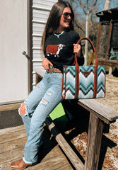 Wrangler Southwestern Pattern Dual Sided Print Concealed Carry Wide Tote
