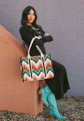 Wrangler Southwestern Pattern Dual Sided Print Concealed Carry Wide Tote