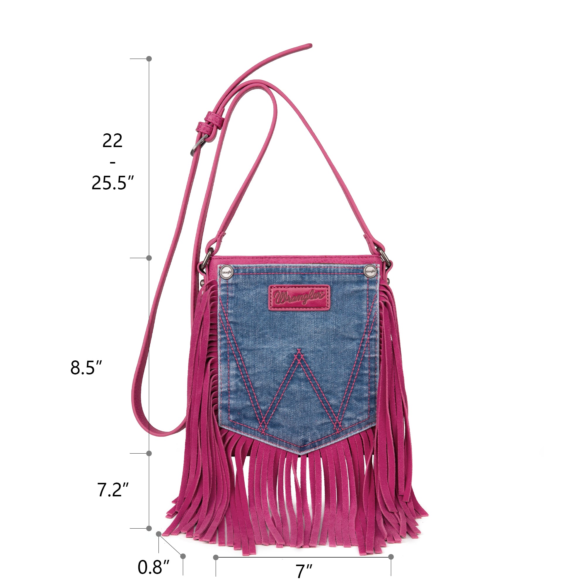 Wrangler Leather Fringe Jean Denim Pocket Crossbody - Cowgirl Wear