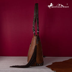 Montana West Embroidered Fringe Collection Concealed Carry Boot Purse Tote - Cowgirl Wear