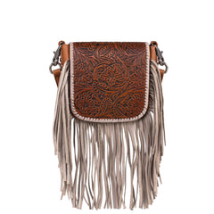 Montana West Genuine Leather Tooled Collection Fringe Crossbody - Cowgirl Wear