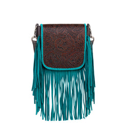 Montana West Genuine Leather Tooled Collection Fringe Crossbody - Cowgirl Wear