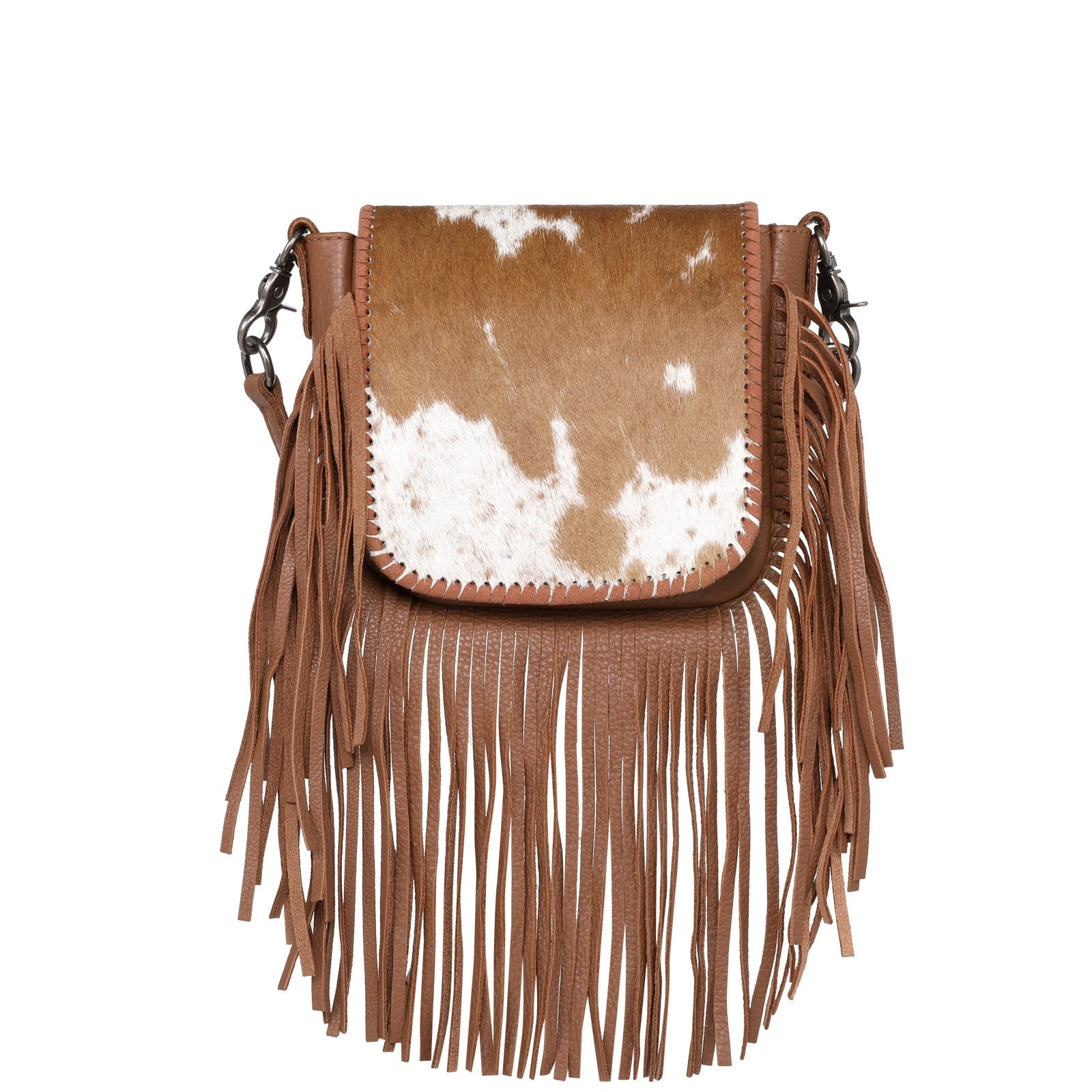 Montana West Genuine Leather Hair-On Collection Fringe Crossbody - Cowgirl Wear