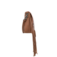 Montana West Genuine Leather Tooled Collection Fringe Crossbody - Cowgirl Wear