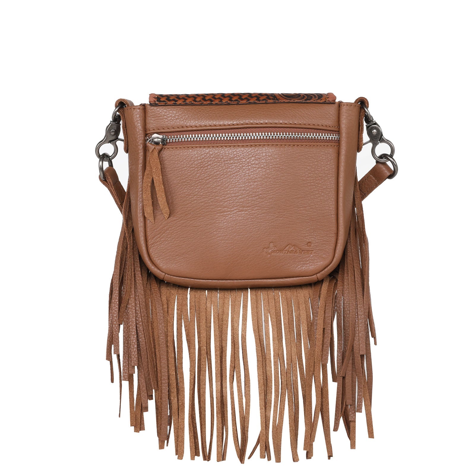 Montana West Genuine Leather Tooled Collection Fringe Crossbody - Cowgirl Wear