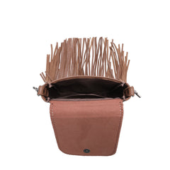 Montana West Genuine Leather Tooled Collection Fringe Crossbody - Cowgirl Wear