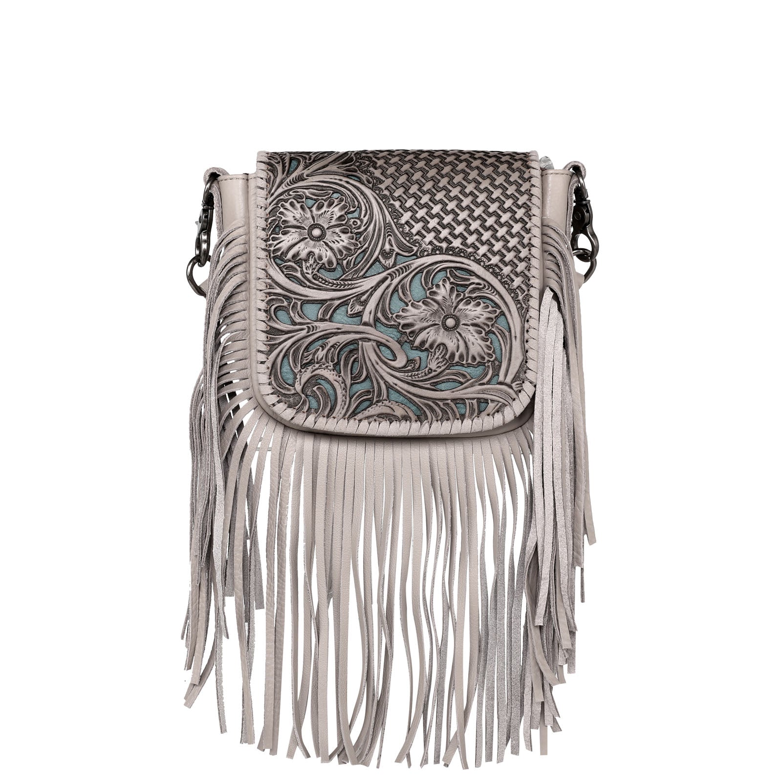 Montana West Genuine Leather Tooled Collection Fringe Crossbody - Cowgirl Wear