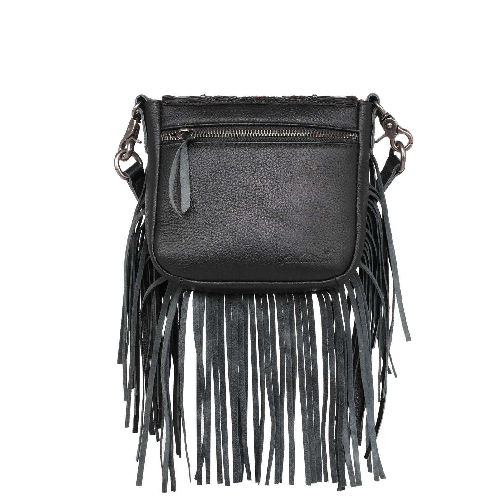 Montana West Genuine Leather Tooled Collection Fringe Crossbody - Cowgirl Wear