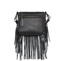 Montana West Genuine Leather Tooled Collection Fringe Crossbody - Cowgirl Wear
