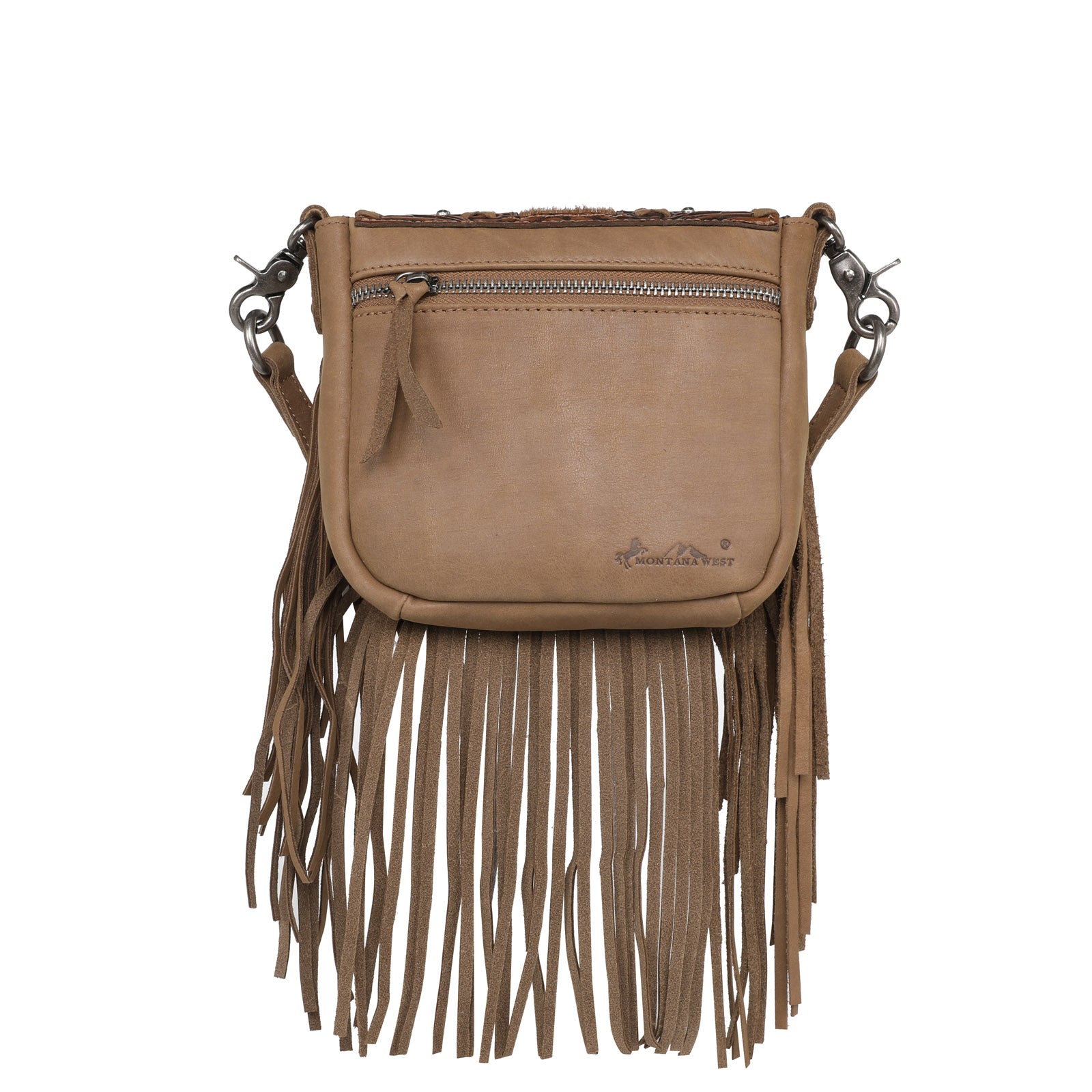Montana West Genuine Leather Tooled Collection Fringe Crossbody - Cowgirl Wear